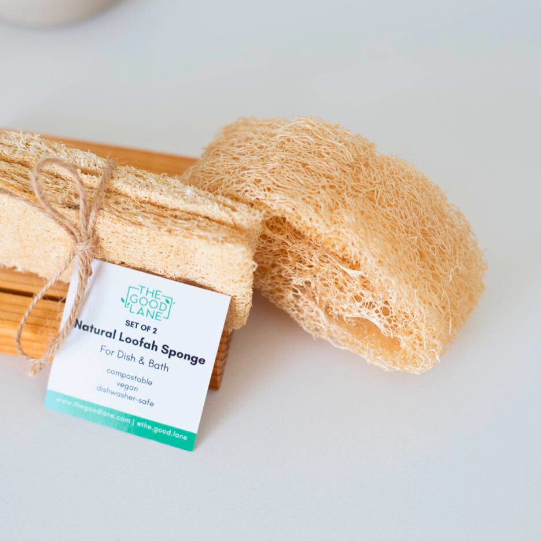Natural Loofah Sponge for Dish or Bath - Set of 2