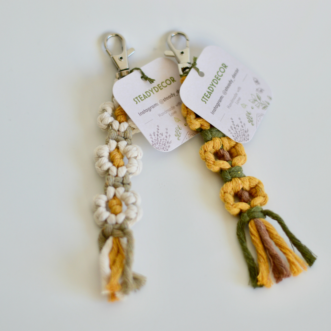 Macrame Boho Floral Keyring