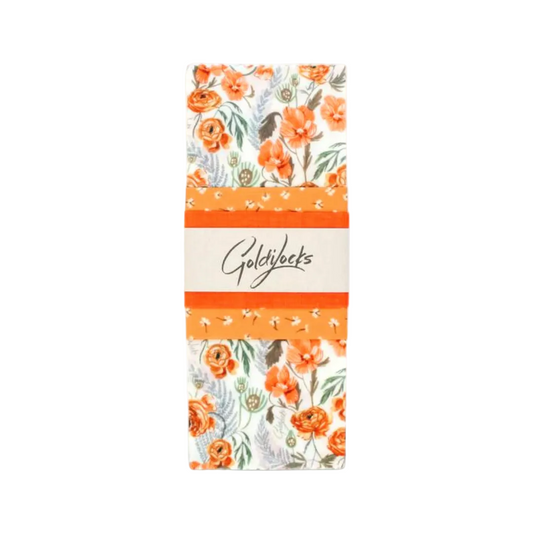 Floral-patterned product packaging with 'Goldylocks' branding on a light background