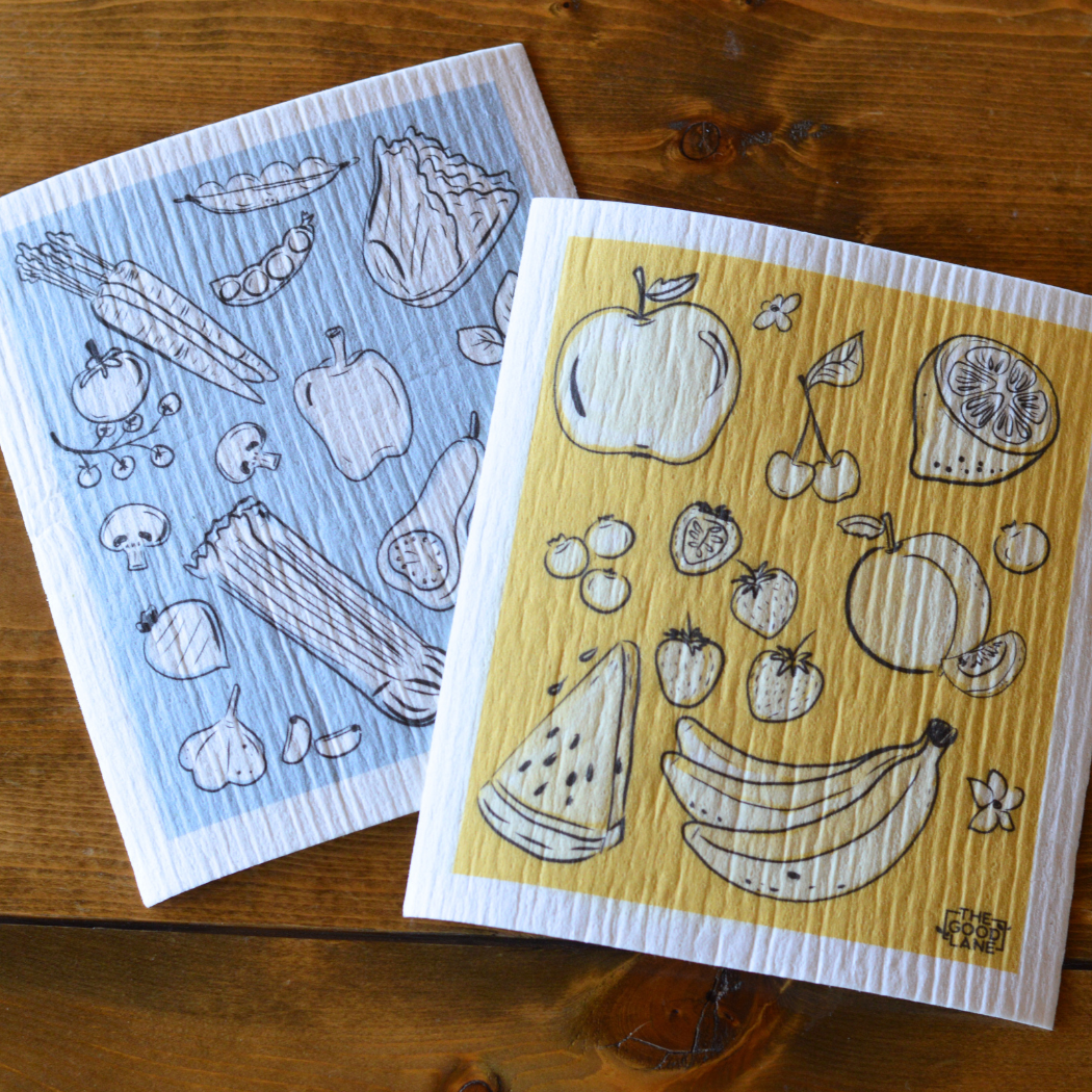 This Set Provides Meals (Fruit & Veg) - Swedish Sponge Cloth Set
