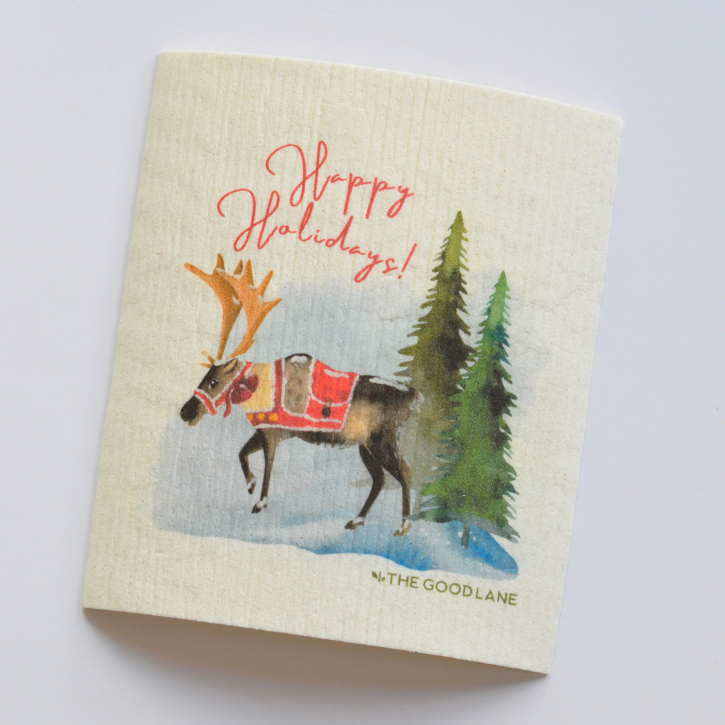 Holiday Reindeer Swedish Sponge Cloth