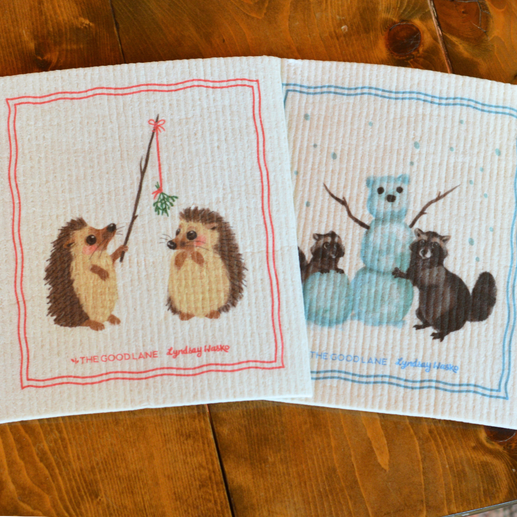 This Set Provides Meals (Holiday Critters) - Swedish Sponge Cloth Set