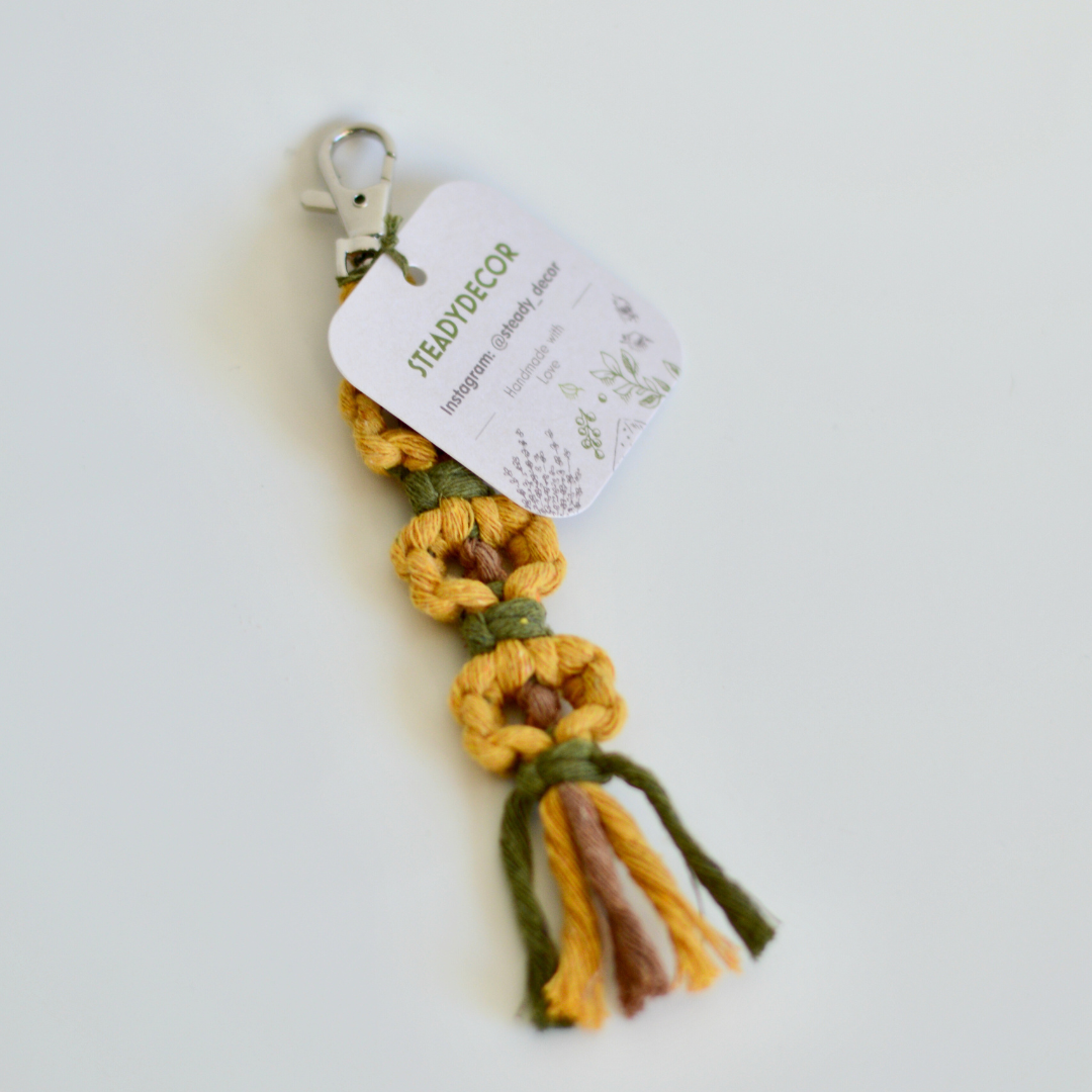 Macrame Boho Floral Keyring